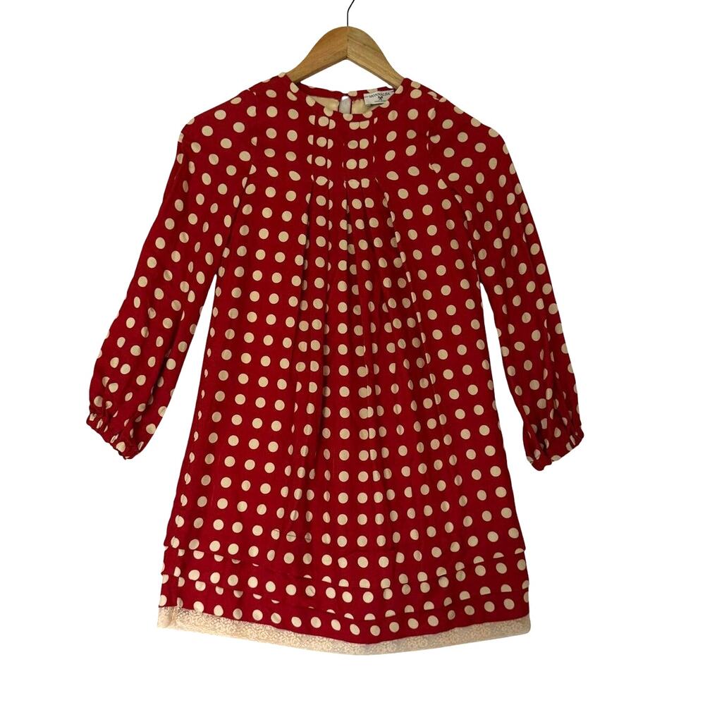 Monnalisa Dress‎ Girls Sz 10Y Polka Dot Pleated Trapeze Style